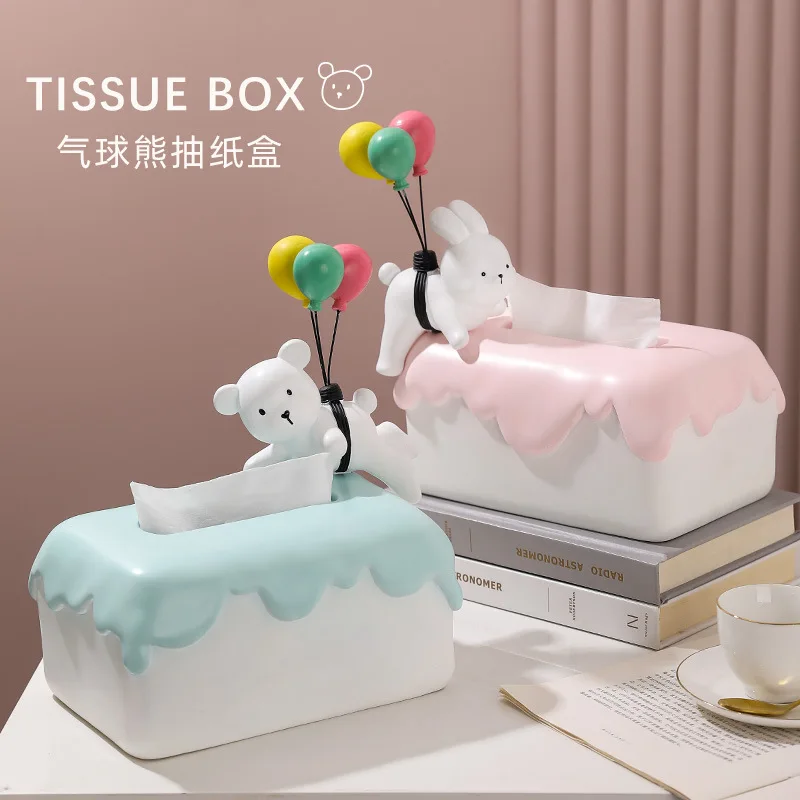 

Creative home furnishings, living room craftsmanship, modern minimalist decoration, resin balloon bear tissue box
