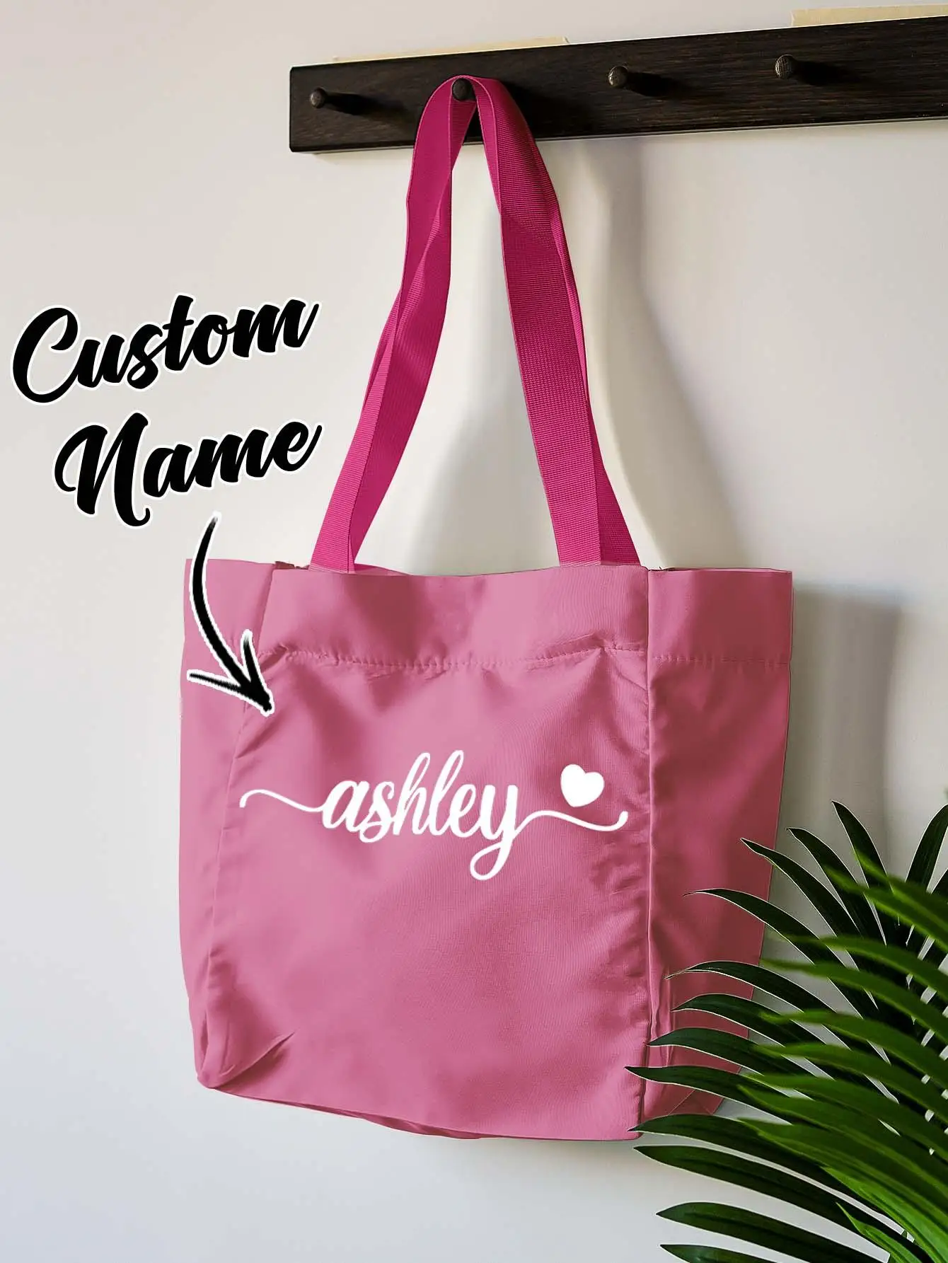 

Сумка-тоут с индивидуальным именем - персонализированная сумка на плечо, подарок для нее/мамы/жены - юбилей, День святого Валентина, День матери