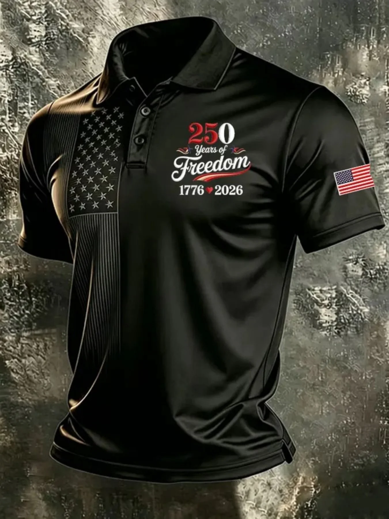 USA 250 Anniversary Men's Polo Short Sleeve Polo Shirts American US Flag Polo Shirts Casual Outfit Trendy Buttons Men Polo 2026
