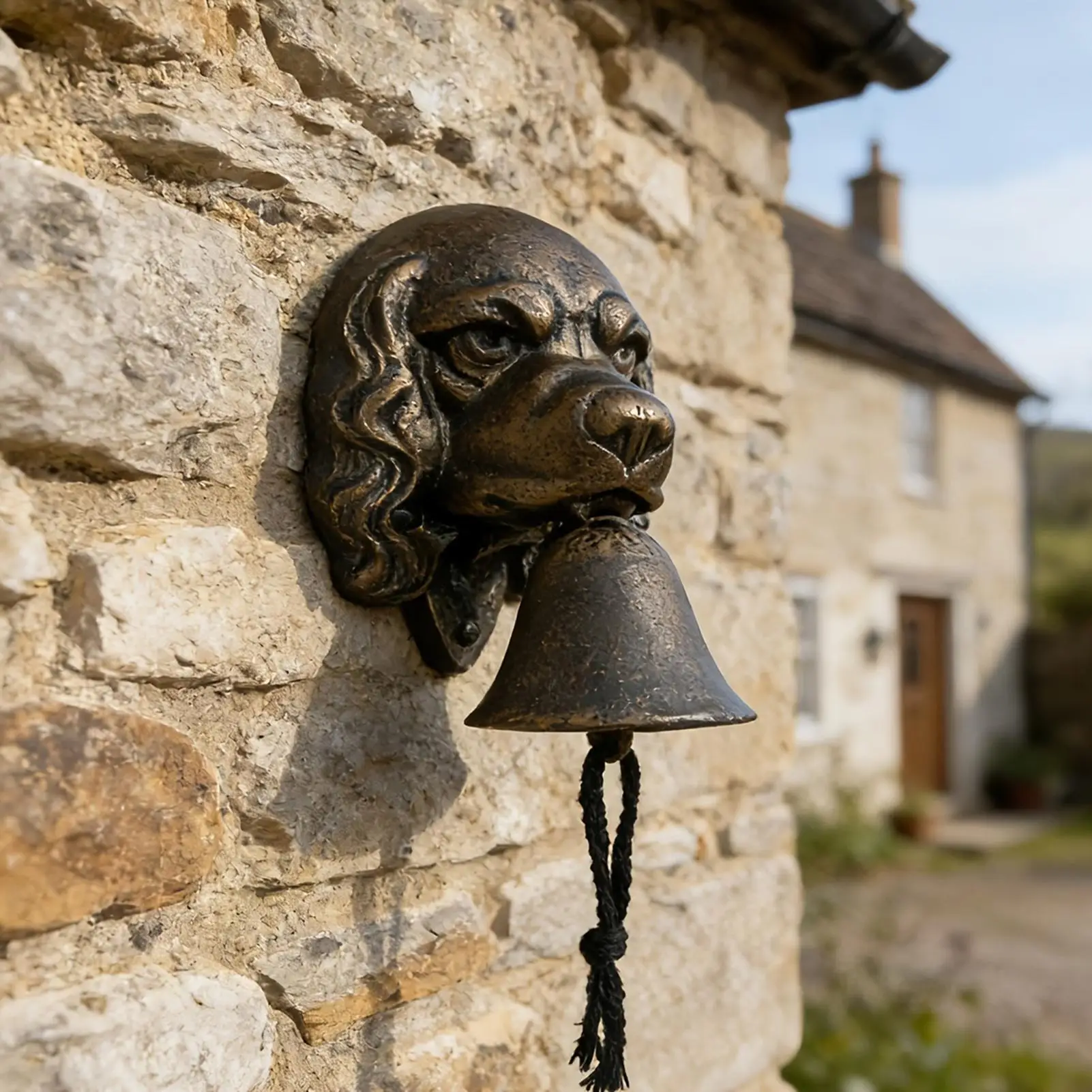 

Cast Iron Dog Door Bell Rustic Puppy Shape Welcome Bell Crisp Sound Hanging Ornament for Outdoor Garden Porch Front Door Yard