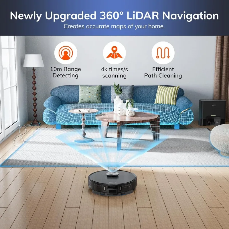 ILIFE T20s Self-Emptying Robot Vacuum Mop Combo,5000Pa Suction,70Day Capacity,LiDAR Navigation,260mins Runtime,App/Alexa Control