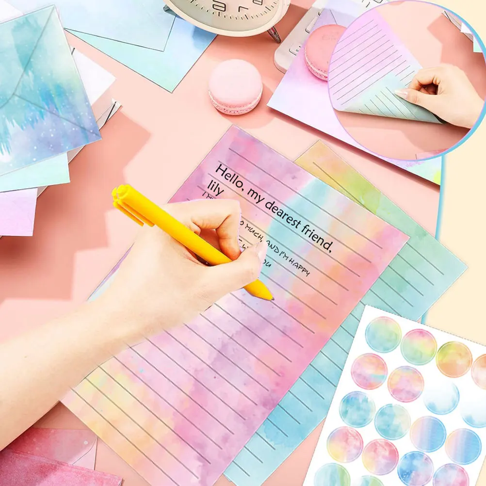 

1 Set Watercolor Letter Set Decorative Stationery For Writing Letters Invitation Envelope Party Supplies Printing Paper Envelop
