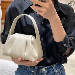 Soft Leather Ruched Handbags For Women 2024 New Luxury Fashion Solid Clutch Purse Cloud Bag Crossbody Bag Trendy Shoulder Bags