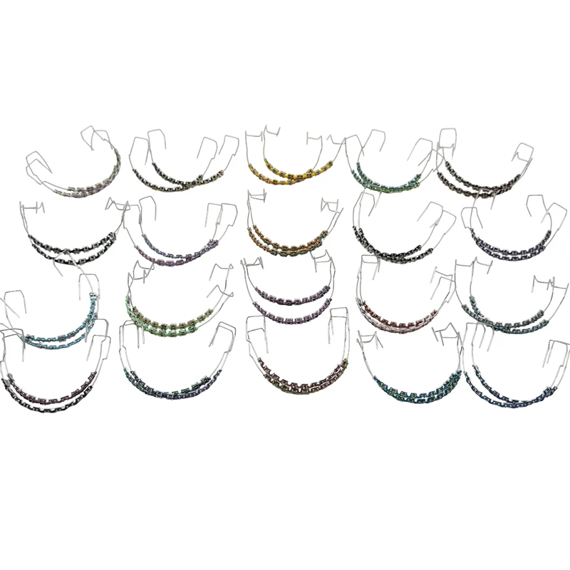 1 paio di fili metallici temporanei staffa metallica bretelle finte staffe colorate per denti legature ortodontiche fascette dentali