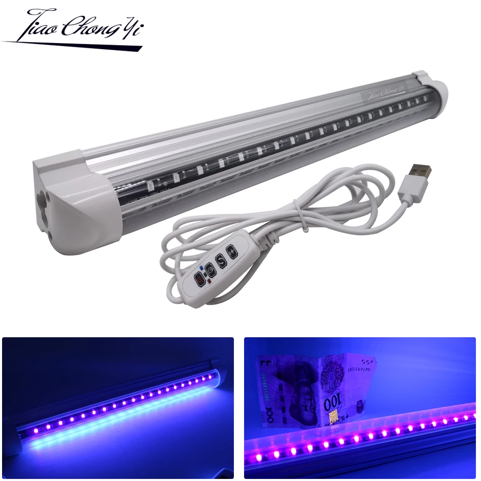 

10W UV LED Tube Blackligh 395nm T8 Purple Bar Lamp DC5V with USB Dimmer switch For Bar Art Show Club Body Paint Integrated Tube