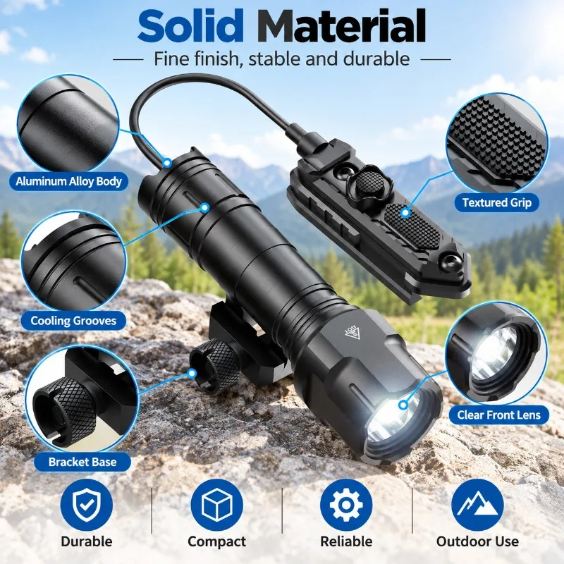 1200LM Super Bright Hanging Flashlight with Strobe Light Aluminum Alloy Handheld Lighting Fixture