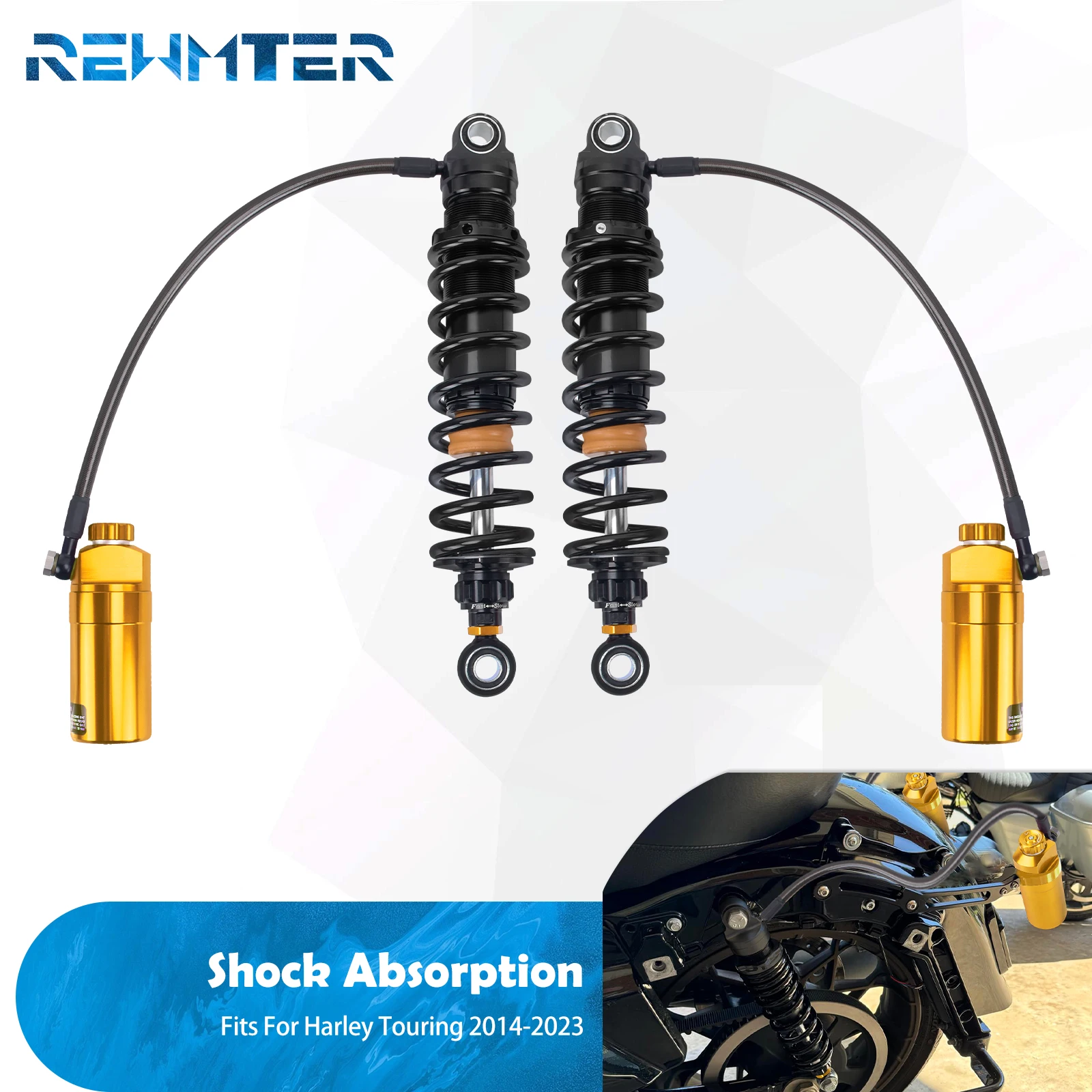 Achter Schokdempers Motorfiets Verstelbare Lente Voor Harley Touring Road King Street Glide 2014-Up Afstandsbediening Reservoir Schorsing