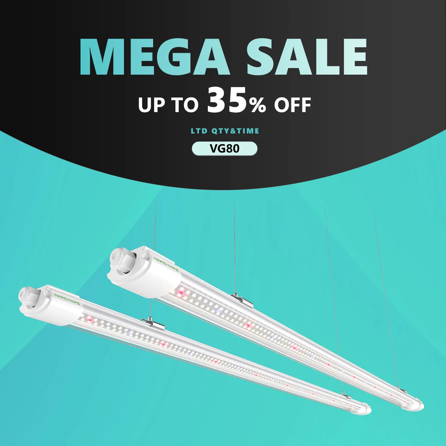 2PCS Mars Hydro VG80 LED Grow Light Bars For Indoor Plants Seedling Vegetative