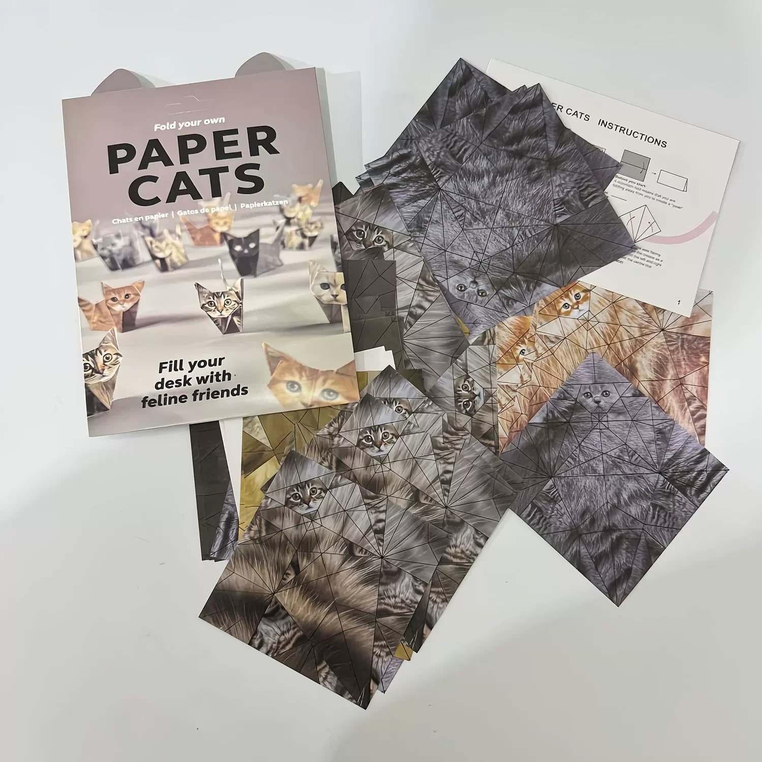 Kreatives DIY Papierkatzen-Set 50 Blatt DIY Origami-Papier Handgemachte DIY Papierkatze Hund Dinosaurier Spaßiges Kunst- und Bastelset Faltbare Tiere