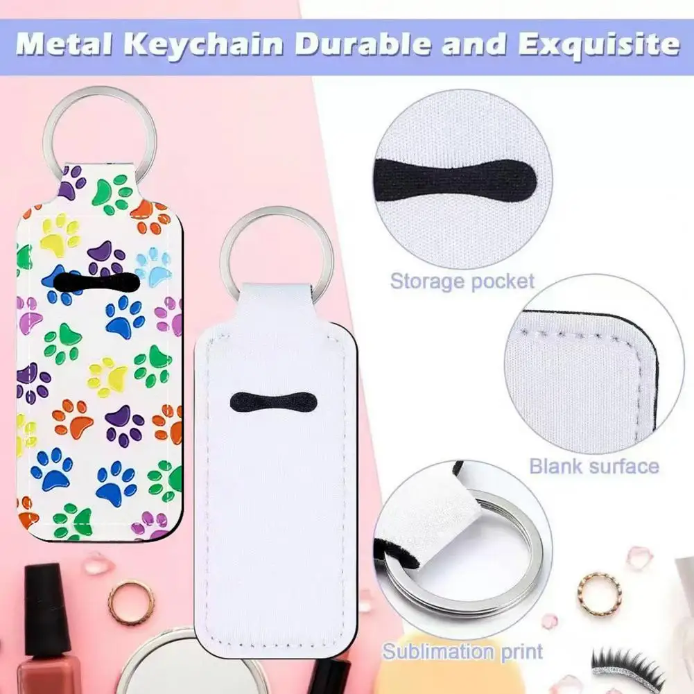 Small Lipstick Pouch Dog Paw Lipstick Holder Keychain Lip Balm Sleeve with Metal Ring Hanging Lipstick Protector for Bag