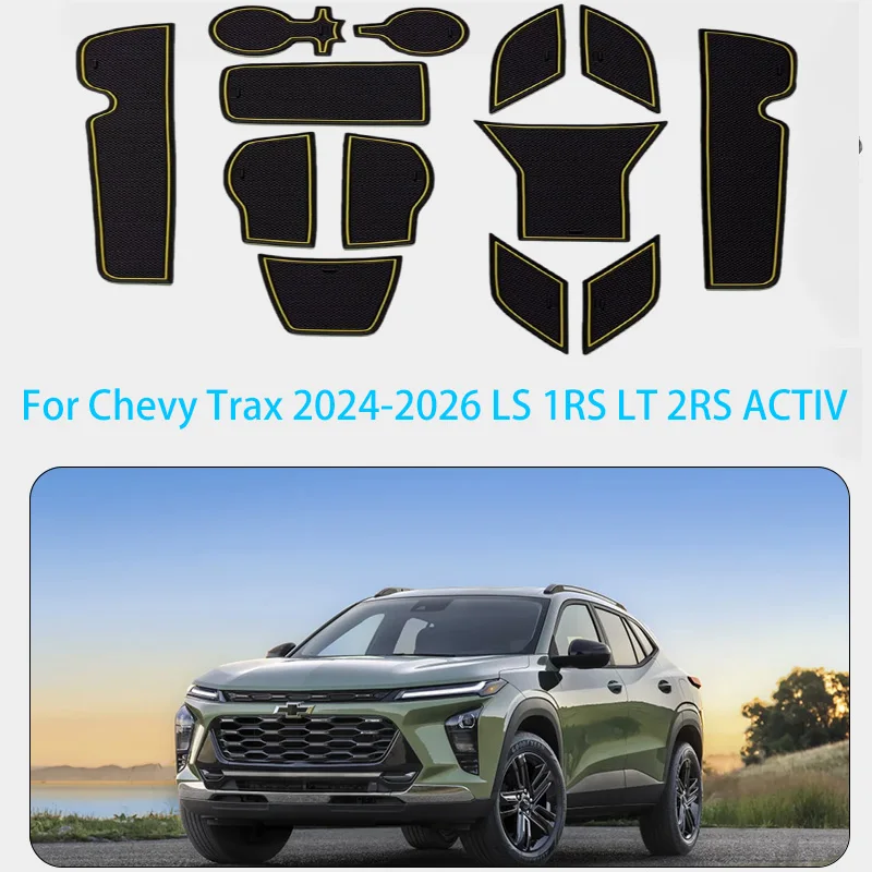 13Pcs Cup Holder Insert Liners For Chevy Trax 2024-2026 LS 1RS LT 2RS ACTIV Center Console Door Pocket Mats  Car Accessories