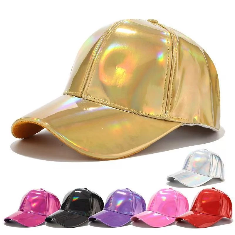 European and American colorful laser baseball cap for men, street fashionPUWomen's Duckbill Cap AliExpress Fashion Hat