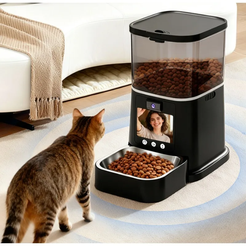 150° Wide Angle PTZ Camera Smart Cat Food Dispenser 2.4G/5G Dual-Band Night Vision Two-Way Video Call 5L Automatic Pet Feeder