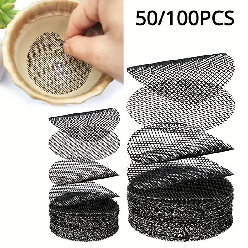 50/100PCS Flower Pot Hole Mesh Mat Circular Basin Bottom Mesh Drainage Anti-corrosion Breathable Gasket Horticultural Plant Tool