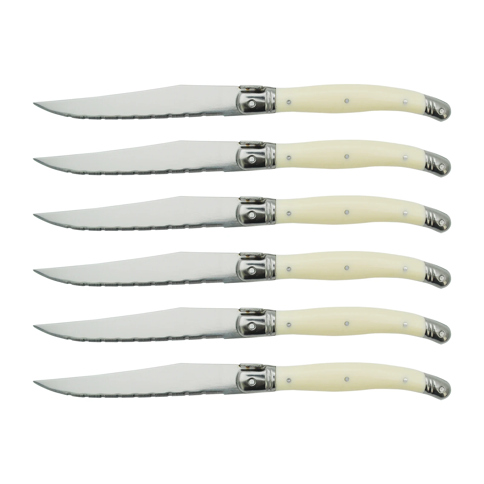 Laguiole Steak Knife Dinner Knives Household Cutlery Pear White Plastic Handle Table Knives Korean Dinnerware Restaurant Bar