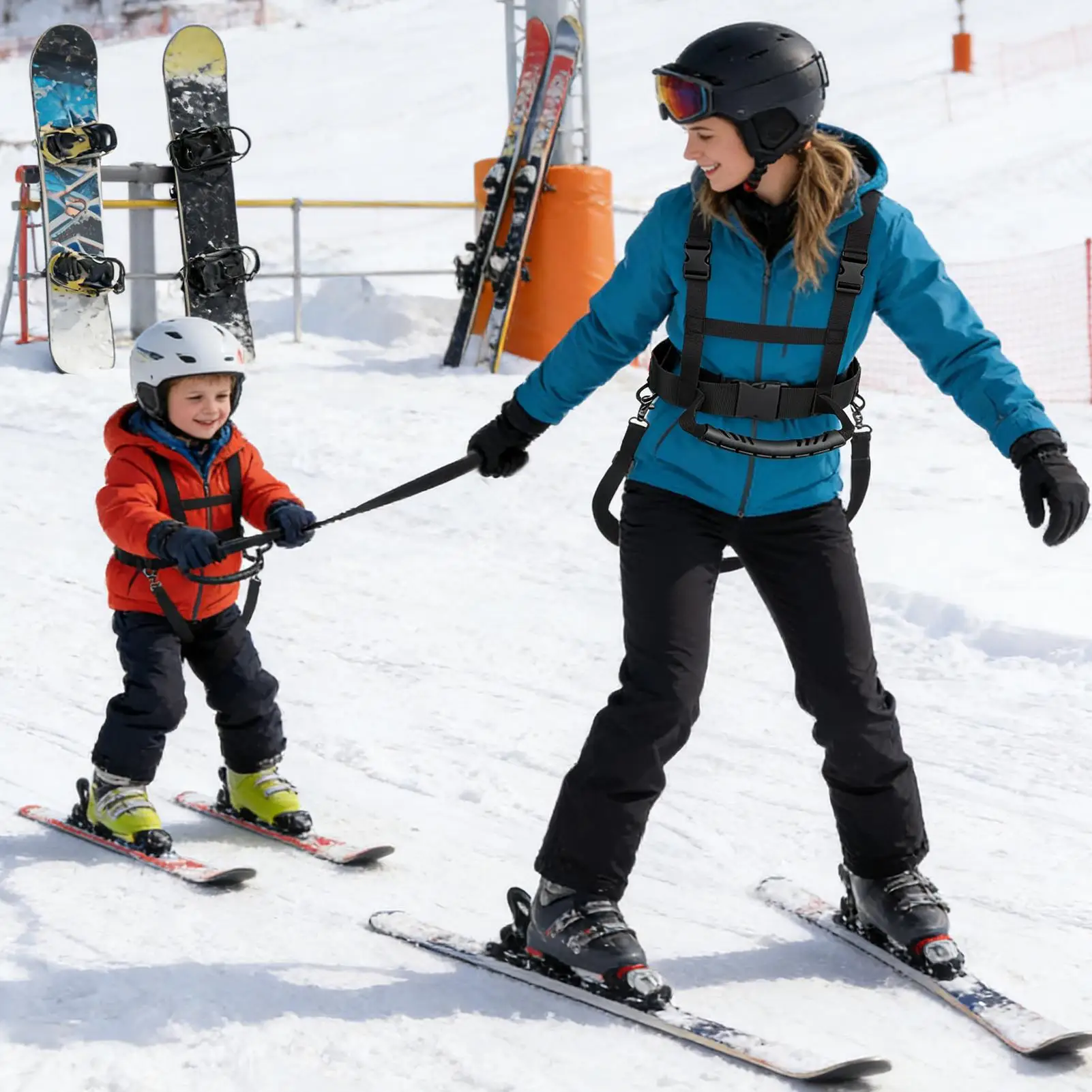 Ski Harness For Kids Adjustable Retractable Snowboarding Traction Speed Control Ski Leash Trainer for Friends Beginners Child view 2