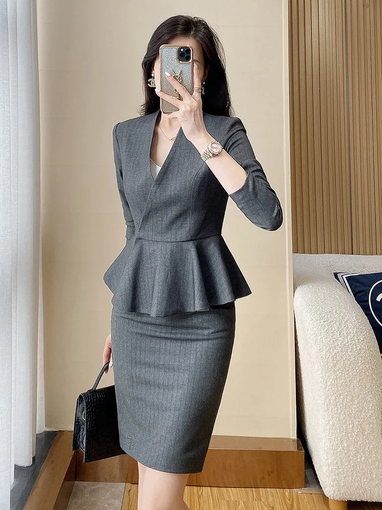 High-End Suit Female TemperamentVCollar Suit Hotel Reception Work Clothes Counter Sales Jewelry Shop Business Wear