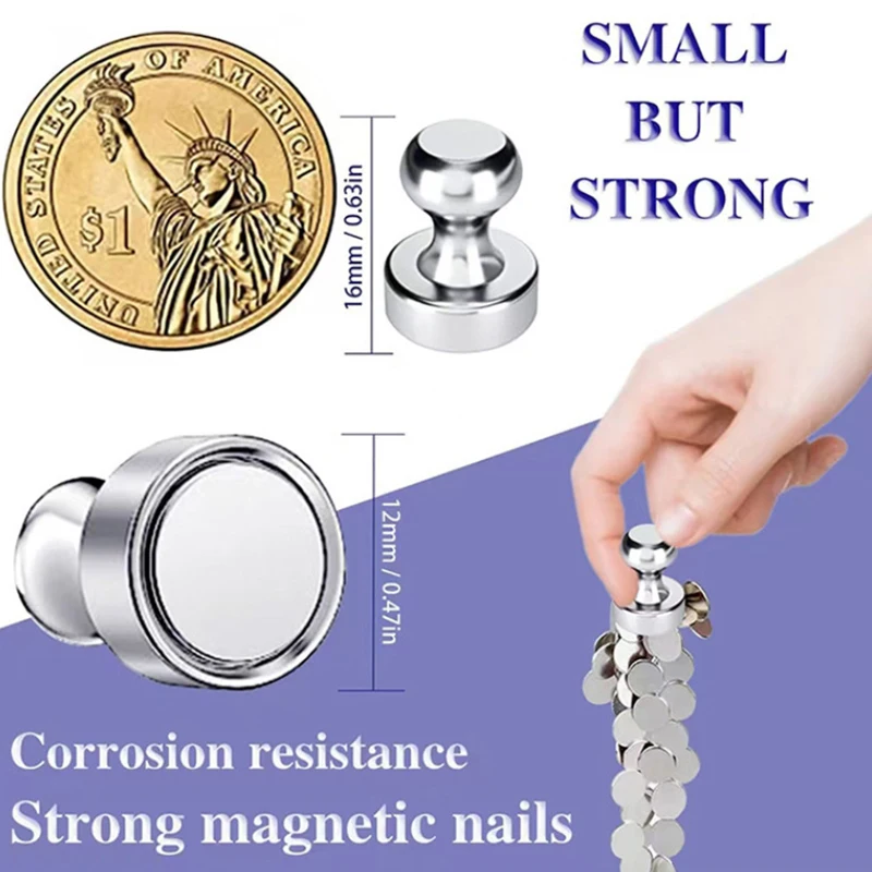 1Set Strong Magnets Fridge Pushpin Home Storage Tools Metal Magnetic Pins Neodymium Magnetic Thumbtacks For Whiteboard Cone