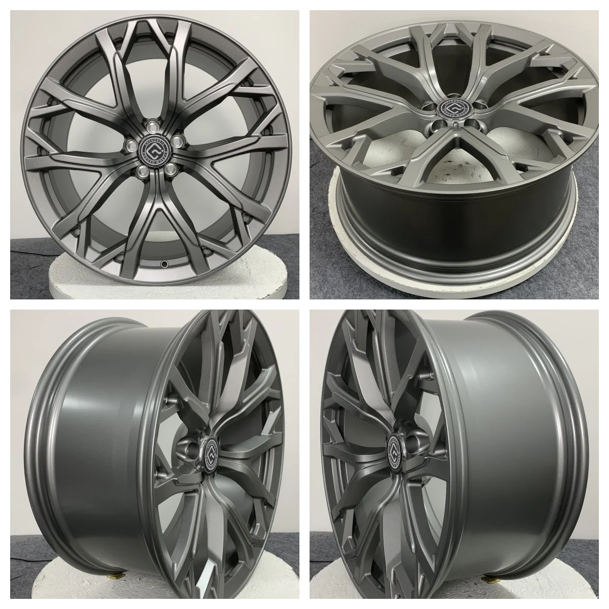 Factory direct custom 21 22 inch PCD 5x120 multi-spoke forged wheels Powder from a muted gun hot sale passenger car wheels