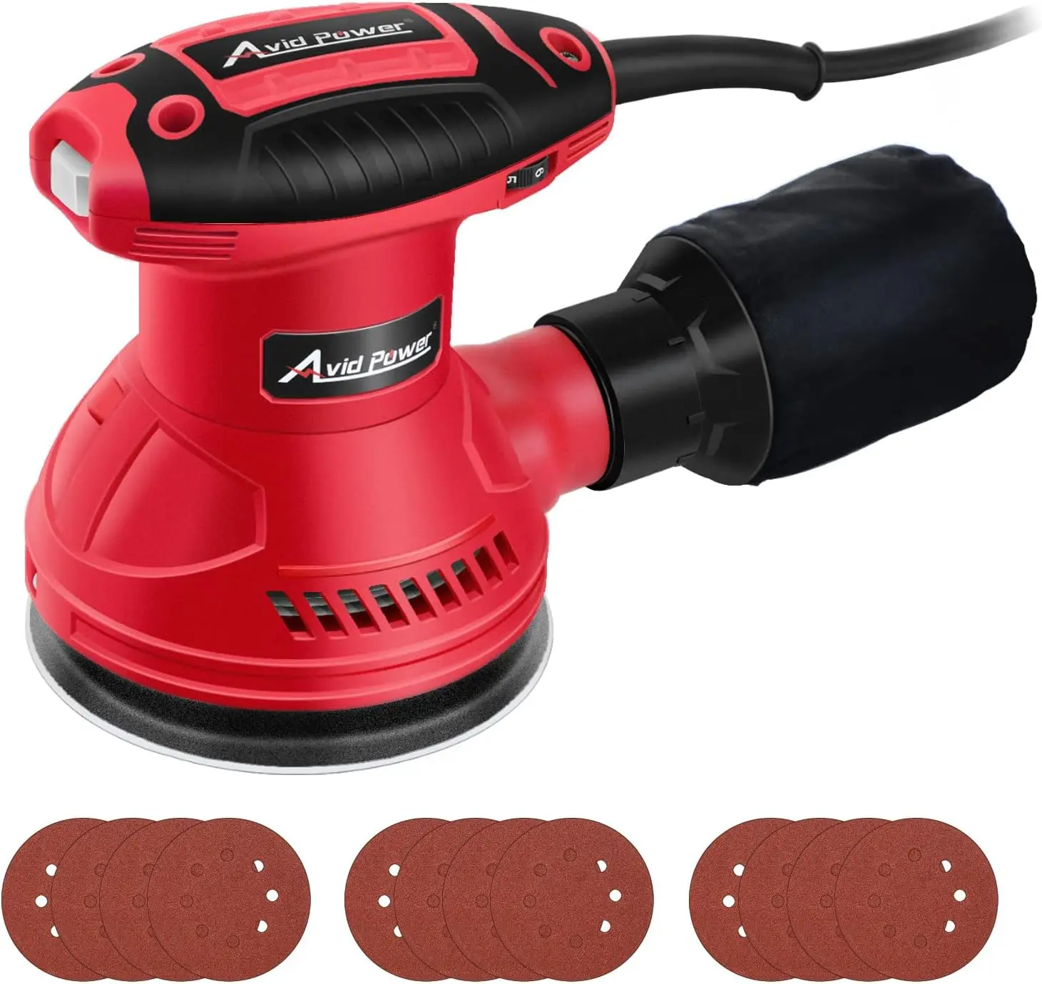 

5 Inch Electric Sander with 6 Speeds, 7000-14000 RPM for Woodworking, Includes Sandpapers