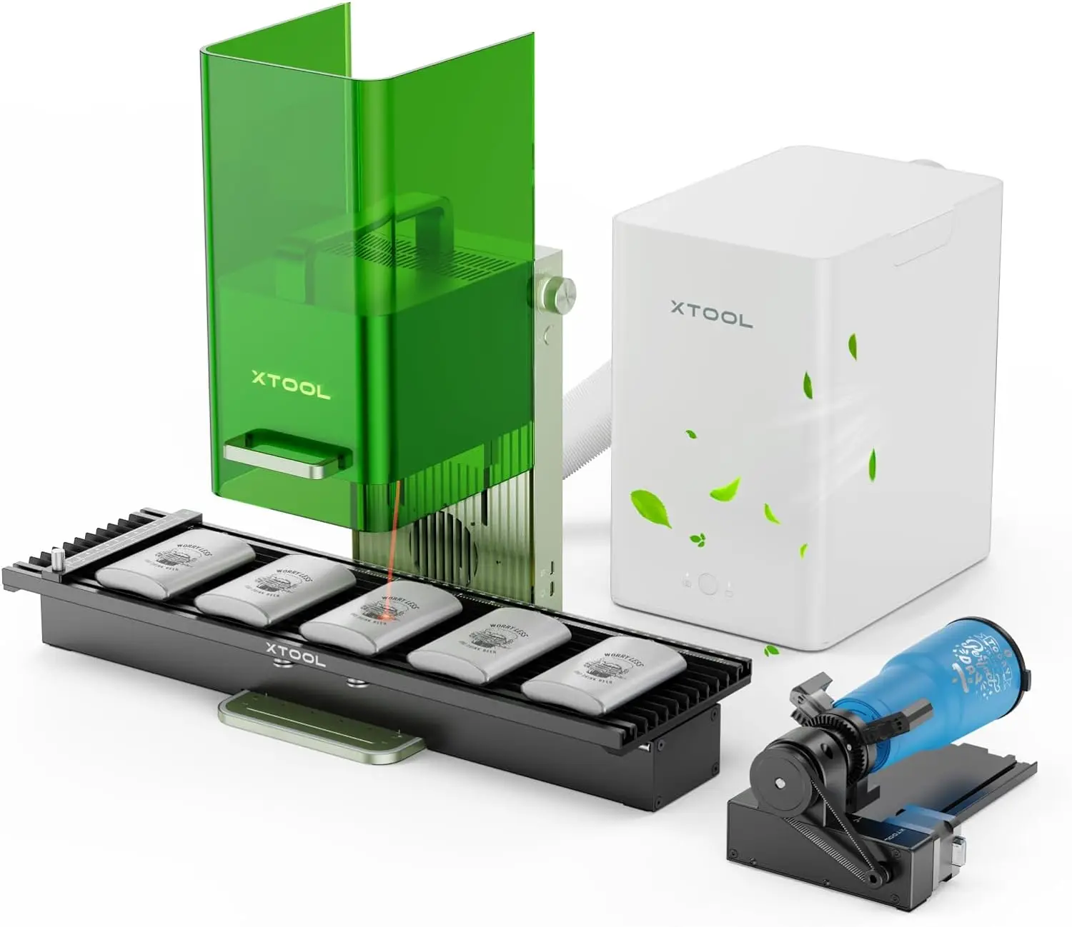 

xTool F1 2-in-1 Duall aser Engraver with Slide Extension & Rotary Extension & Smoke Purifier Portable Fiberl aser Engrave