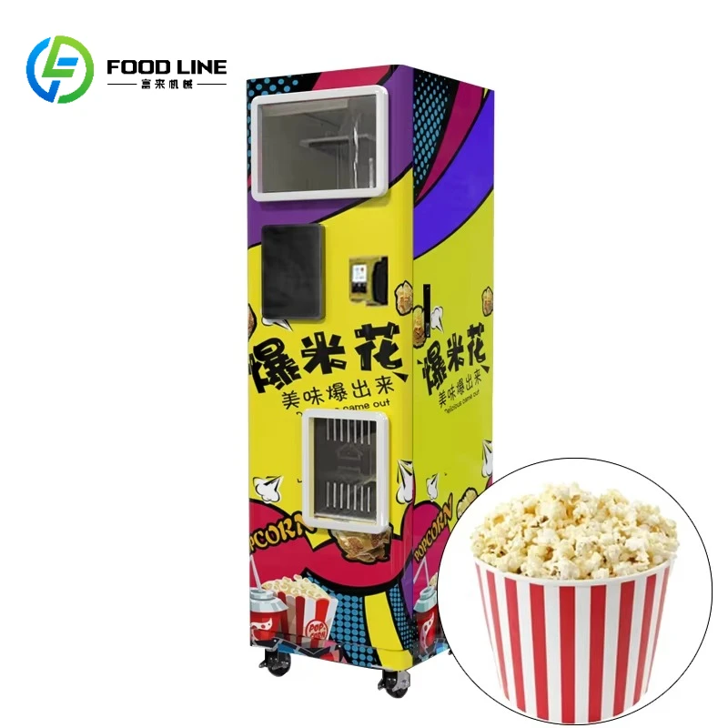 Fully Automatic Commercial Popcorn Vending Machine New Condition Multi-Payment Caramel Entertainment Feature 1 Year Warranty