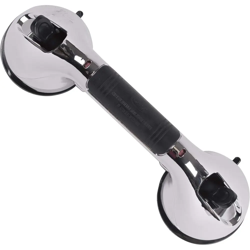 12 Inch Shower Safety Bar with Dual Locking Suction Cups for Bathtubs and Showers in Chrome Finish