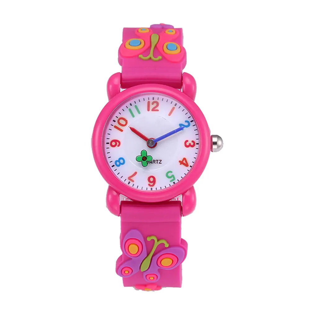 Silicone Watch 3D Cartoon Design Large Dial Adjustable Strap Quartz Wristwatch Waterproof Analog Time Clock for