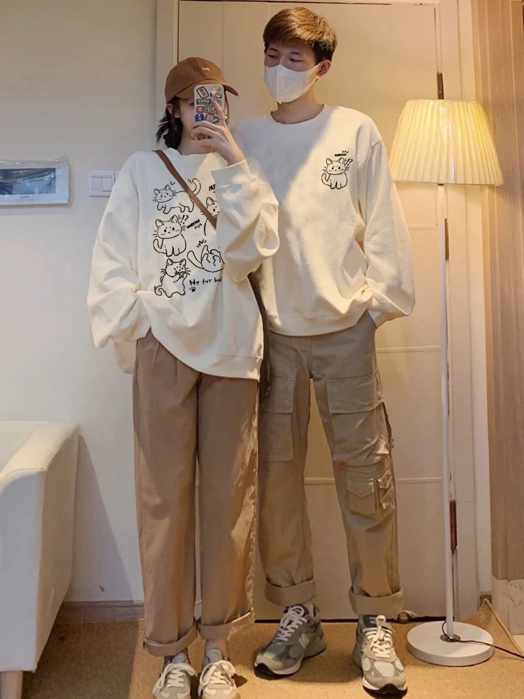 Sketch Kitten Couple Sweater Autumn and Winter 2024 New Oversize High Quality Casual Sweater