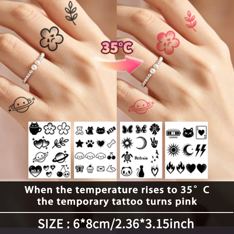 Small Fresh Pattern Temperature-Activated Temporary Tattoos, Long-Lasting Waterproof，Color Changes with Heat,For Chest, Leg