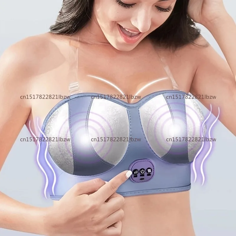 Electric breast bra vibration massage hot compress USB wireless chest intelligent massager