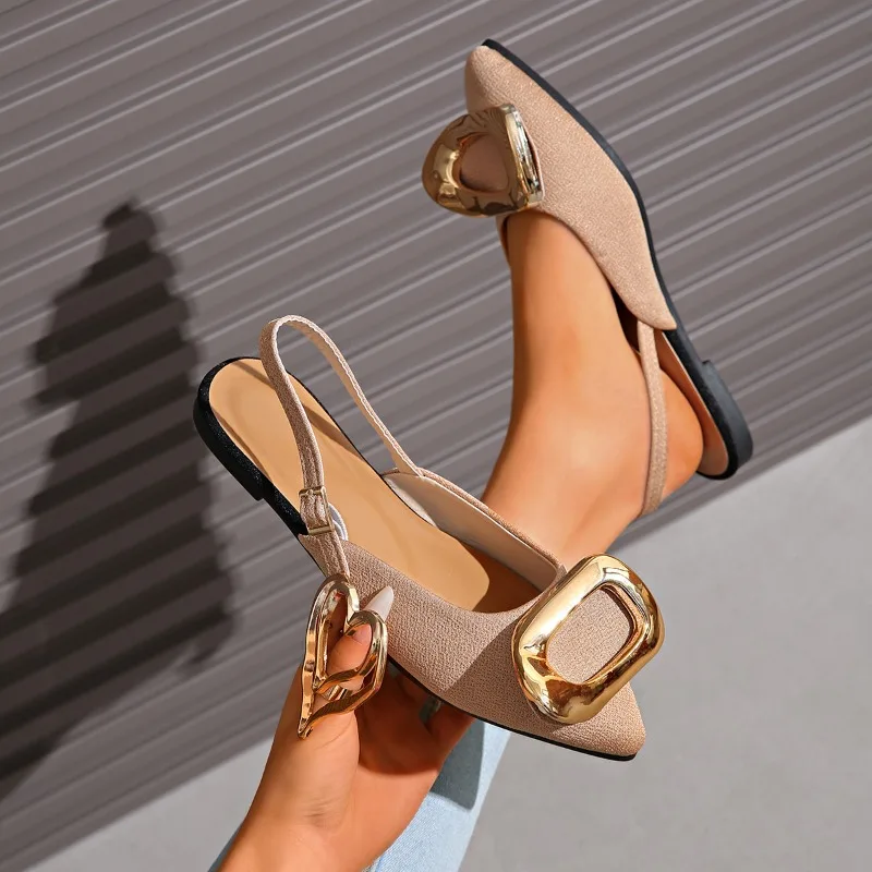 أحذية نسائية مسطحة موضة أشار تو الضحلة الانزلاق على المتسكعون أنيقة 2025 الصيف Slingback رقيقة منتصف كعب فستان البغال أحذية رياضية #6