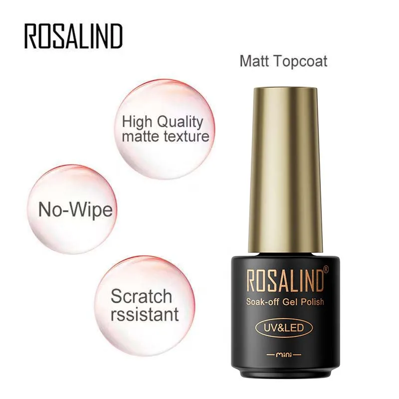 Rosalind 1Pcs Matt Top Coat Nail Art Gel Polish 7Ml Matte Top Jas Led Uv Soak Off Hot koop Gel Polish