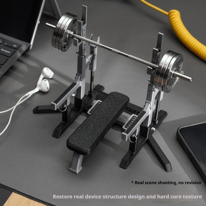 FREEHEART Mini Bench Press Rack Figure Exquisite Replica Handmade Fitness Desk Decor Collectible Birthday Gift For Fitness Fans