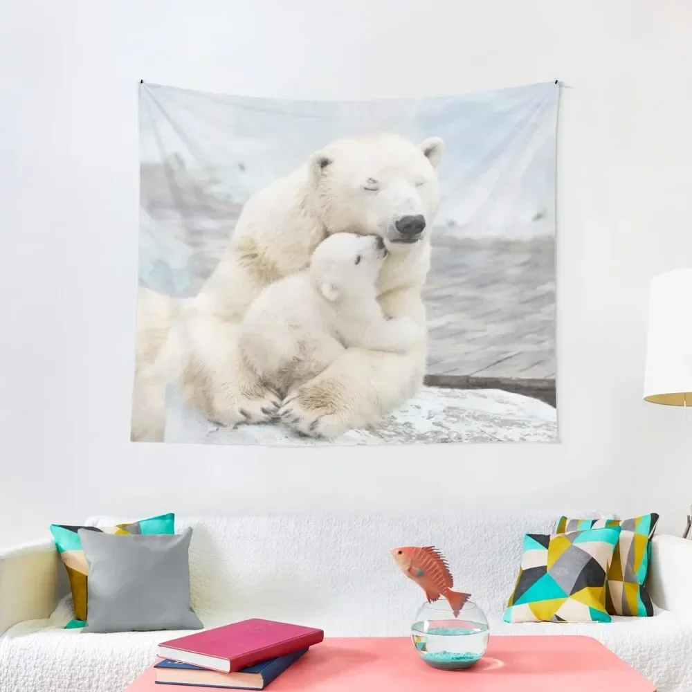 

Polar Bear and baby Tapestry Decorative Paintings Aesthetic Home Decor Tapestry