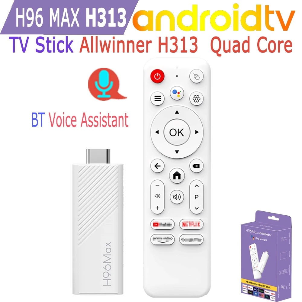 

ТВ-приставка H96 Max H313 на Android, процессор Allwinner Quad Core, 4K, Wi-Fi 6, Bluetooth, голосовой помощник, пульт дистанционного управления, медиаплеер, Smart TV Box