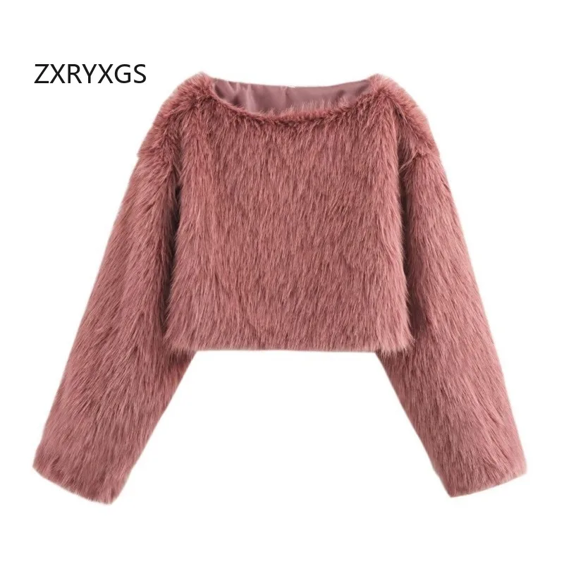 

ZXRYXGS новые модные осенние и зимние пальто 2026, хит продаж, куртки из искусственного меха, короткие женские модные топы, модные пальто