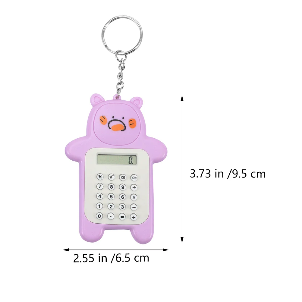 4Pcs Mini Cartoon Rechner Schlüsselbund Bär Design Tragbare Tasche Rechner Anhänger Grundlegende Arithmetik Prozentsatz Werkzeug