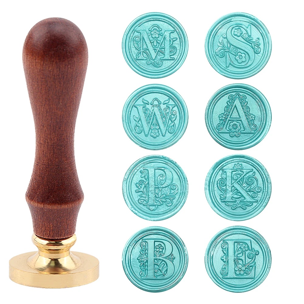 Letter M, S, W, A, P, K, B, E Wax Seal Stamp with Wooden Handle, Medieval Traditional Initial Alphabet Brass Head Letter Stamps