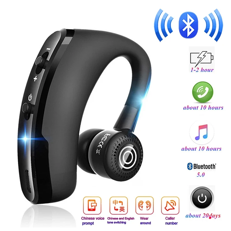 V9 Bluetooth 5.0 Earphones Sport Wireless Headphone With Mic Driver HD Handsfree Calling HIFI Stereo Muics Car Business Headset