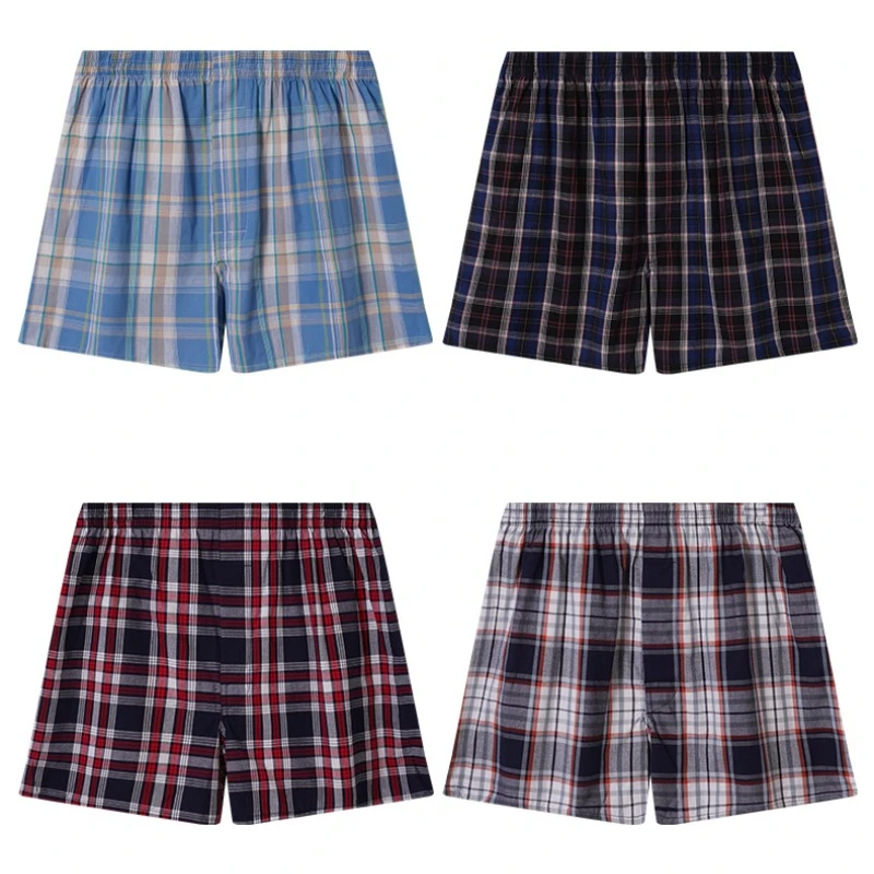5PCS Coton Culotte pour hommes Casual Home Hommes Boxer Respirant Hommes Shorts de Sport Doux Confortable Plaid Aro Pantalon Slip