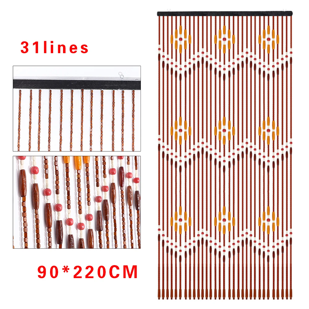 Bead Curtain for Doorway 90x220cm 31Line Wooden Bead String Door Curtain Bamboo Beaded Curtain Screen Bath Bedroom Porch