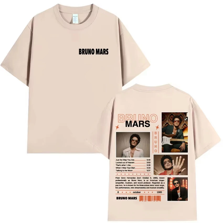 Rapper Bruno Mars Tour 2026 Graphics Print T Shirt High Quality Mens women  Harajuku Tshirt Summer Cotton Tee Shirt Fans Gift