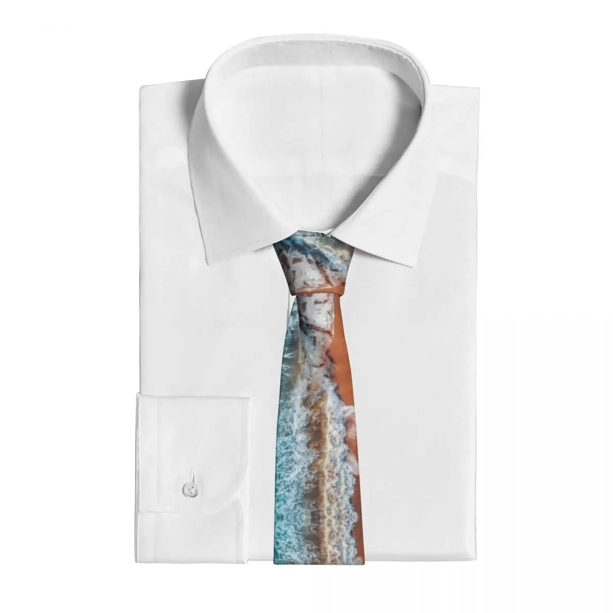 Cenas naturais oceano sseawaves gravata unissex poliéster 8 cm belo azul mar pescoço laços para homens moda ampla diário wear cravat