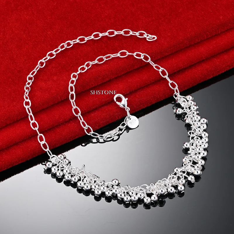 925 Sterling Silver Chain Accessories Smooth Multi Beads Pendant Necklace For Women Wedding Party Birthday Fashion Fine Jewelry
