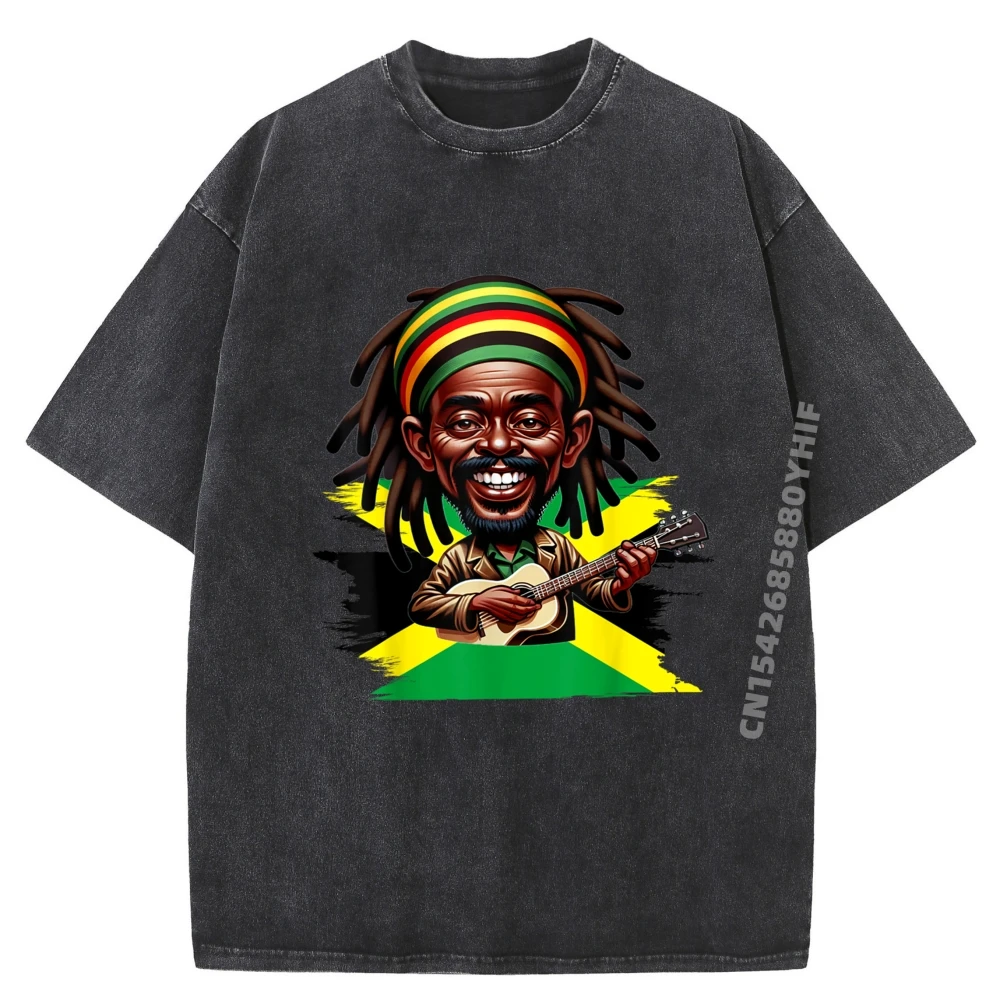 

Funny Washed Tshirt Flag Reggae Roots Jamaica Vintage T Shirts Female Printed Tshirts Man Tops Tees Aesthetic