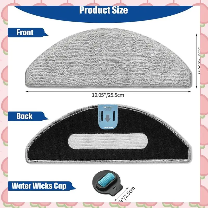 

N18R Replacement Mop Pads For Irobot Roomba Combo I5/I5+/J5/J5+,6 Microfiber Mopping Pads+6 Wicks, Washable And Reusable