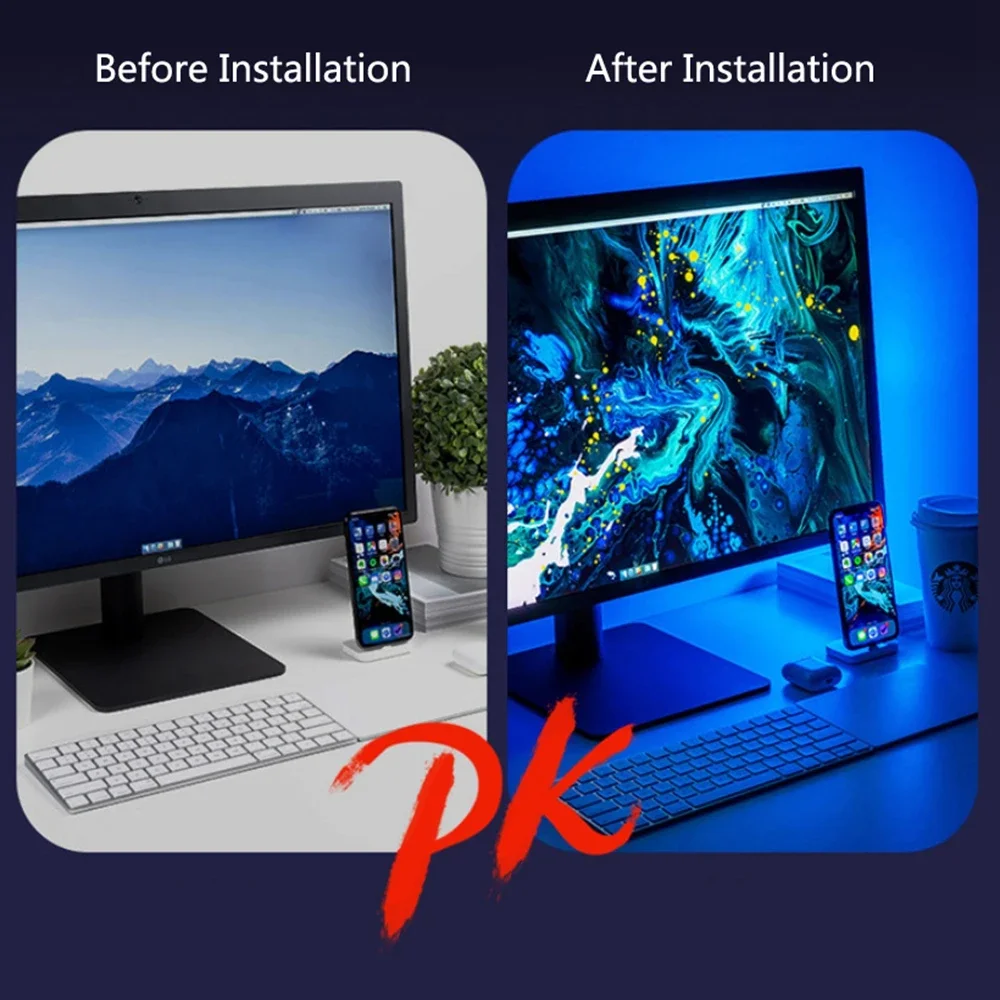 WS2812B LED Strip SP616E Bluetooth&Music Controller Set DIY Ambient PC Dream Screen WS2812 Light USB Computer Monitor Backlight