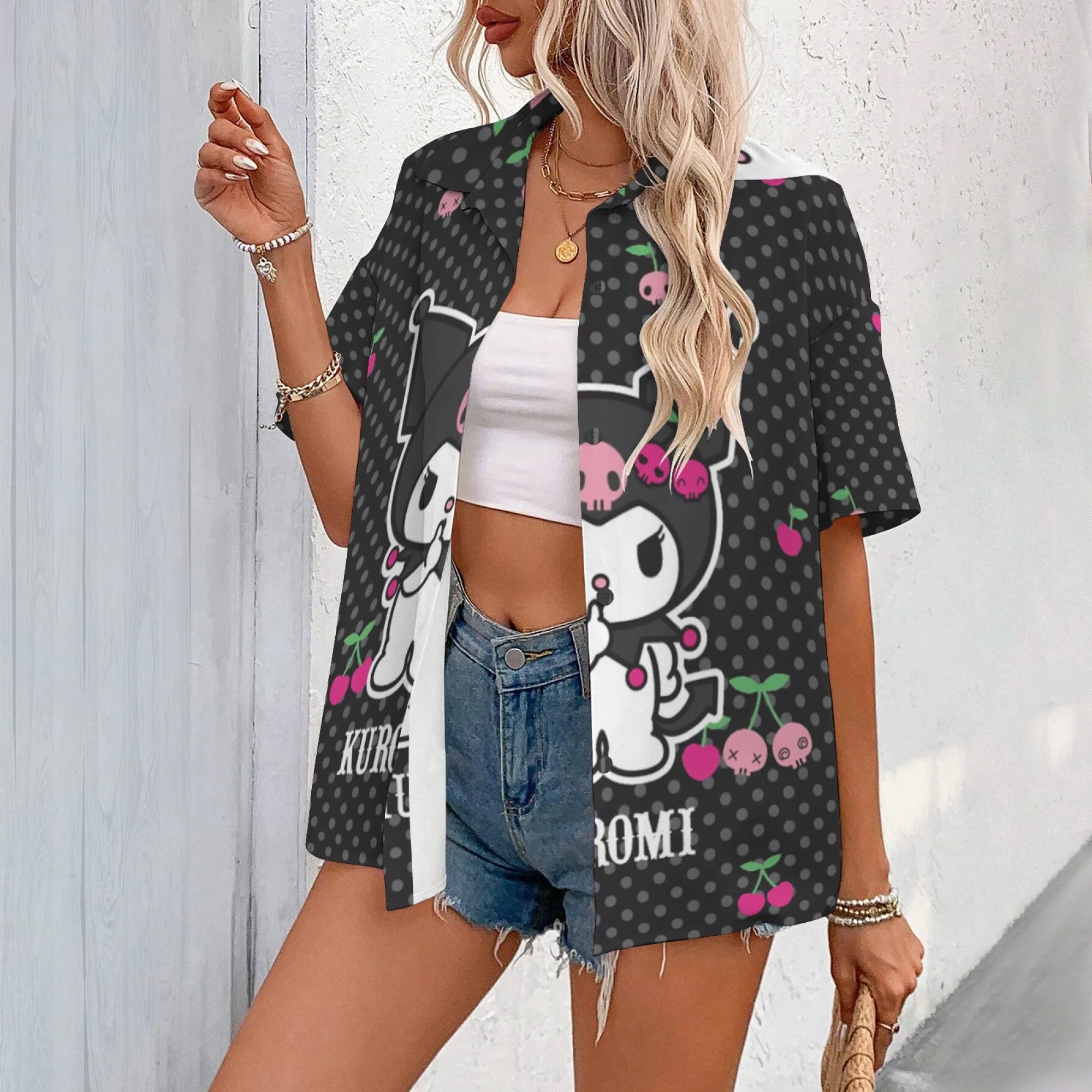 ملابس امرأة Kuromi قميص امرأة رخيصة Kuromi قمصان الجرافيك تي شيرت الكورية مراجعات العديد من الملابس المتضخم تي شيرت المرأة Y2k