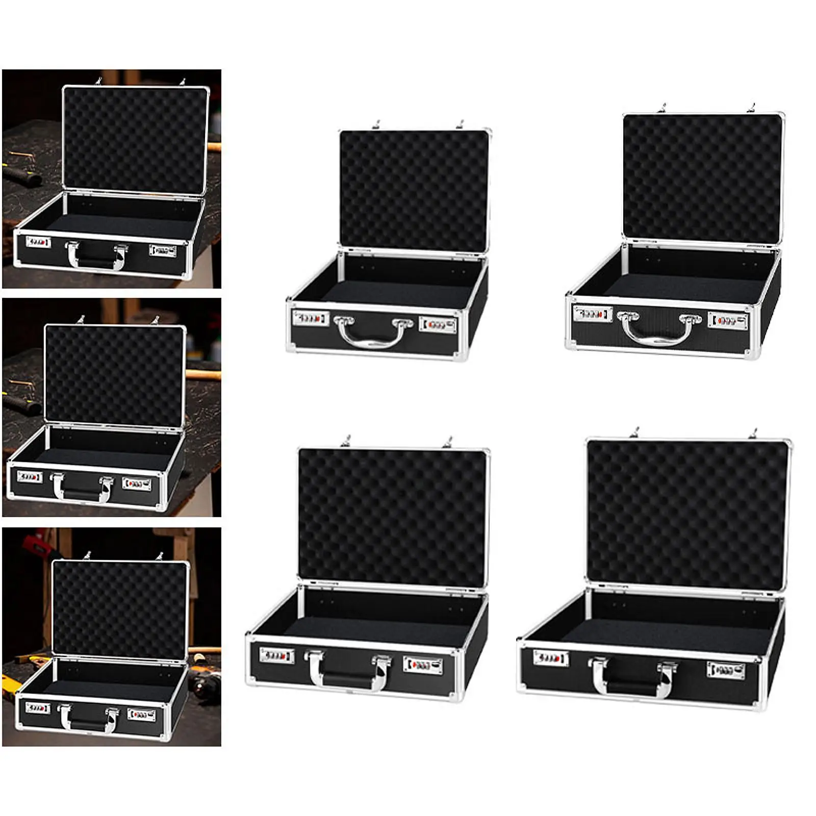 Anti Shock Aluminum Hard Case Storage Box Tote with Handle for Tools Passports Documents Multipurpose Locking Briefcase